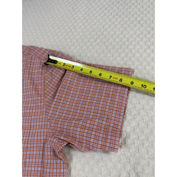 Chaps Easy‎ Care Shirt Short Sleeve Button Down Orange Plaid Mens Medium - Picture 8 of 10